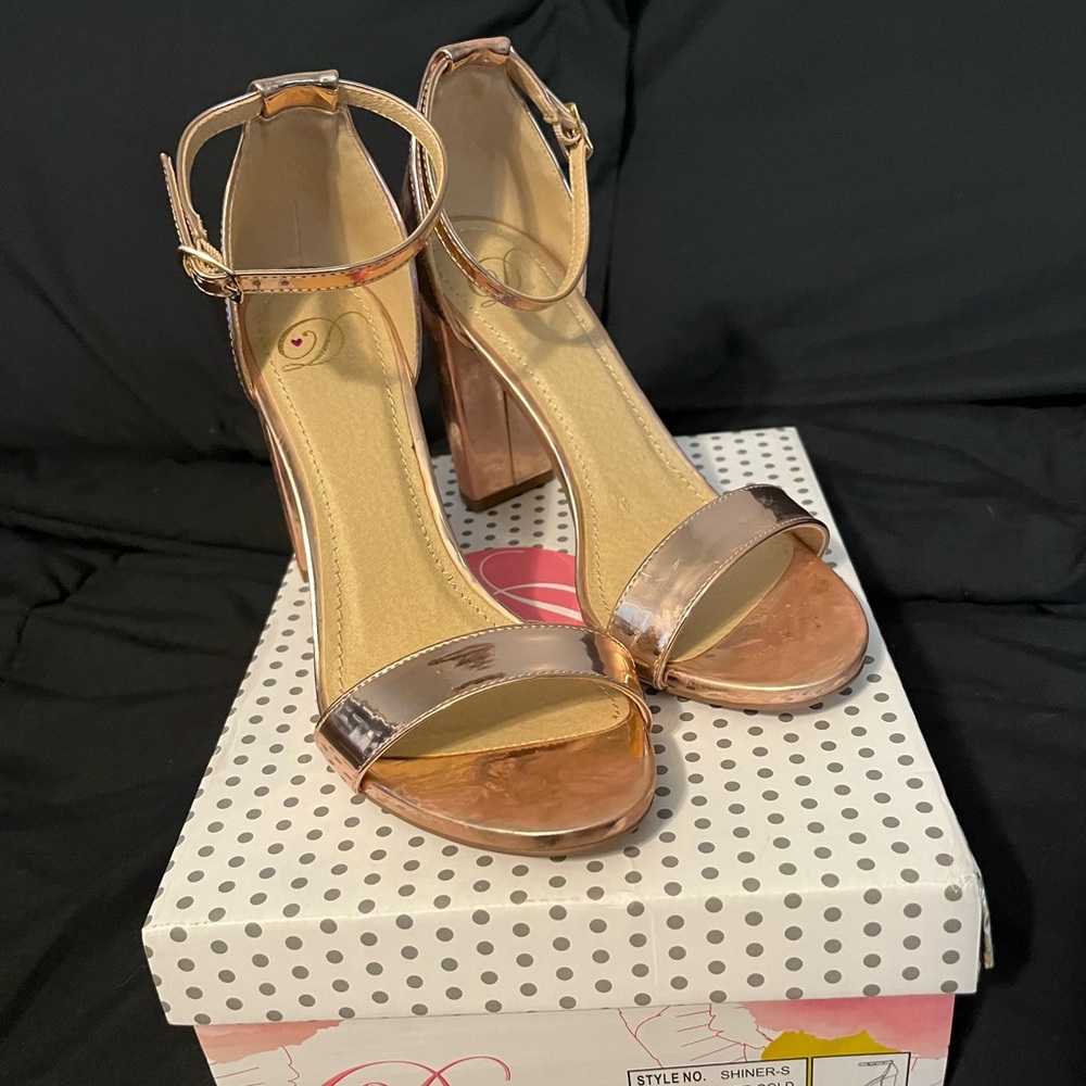 Fashion Nova Rose Gold Strappy Heels